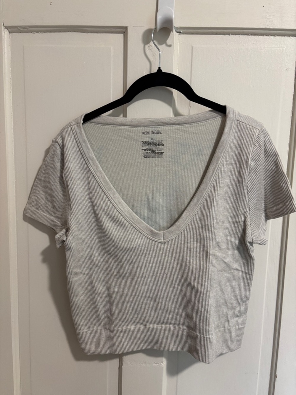 wild fable White Ribbed V-Neck Crop Top